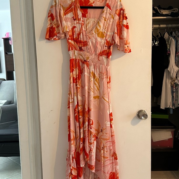Abel the Label Peach Floral High Low dress size s - Picture 11 of 11